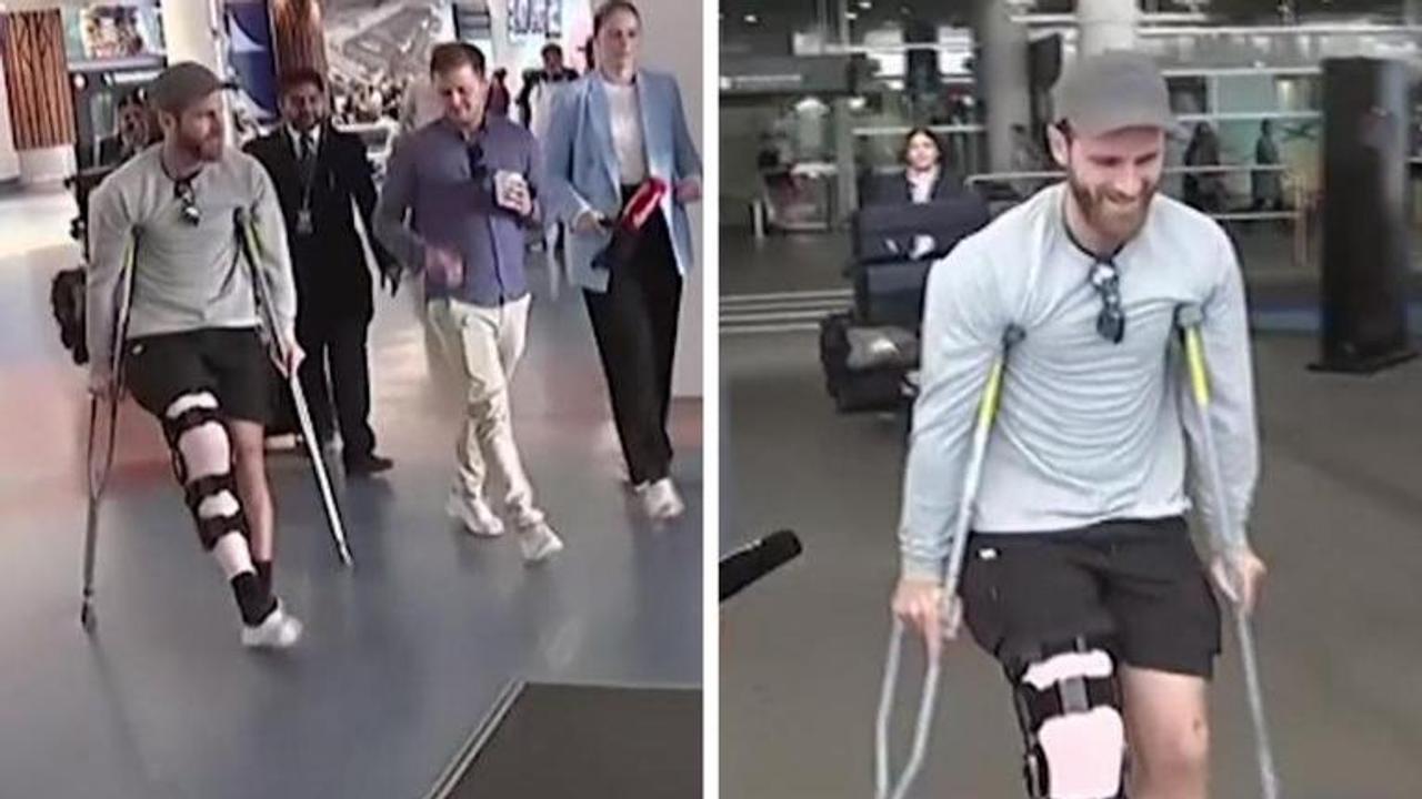 Kane Williamson walks in crutches after horrific injury in IPL 2023 for Gujarat Titans