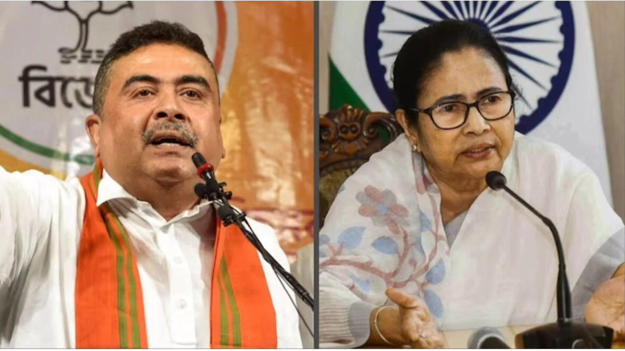 BJP leader Suvendu Adhikari and WB CM Mamata Banerjee 