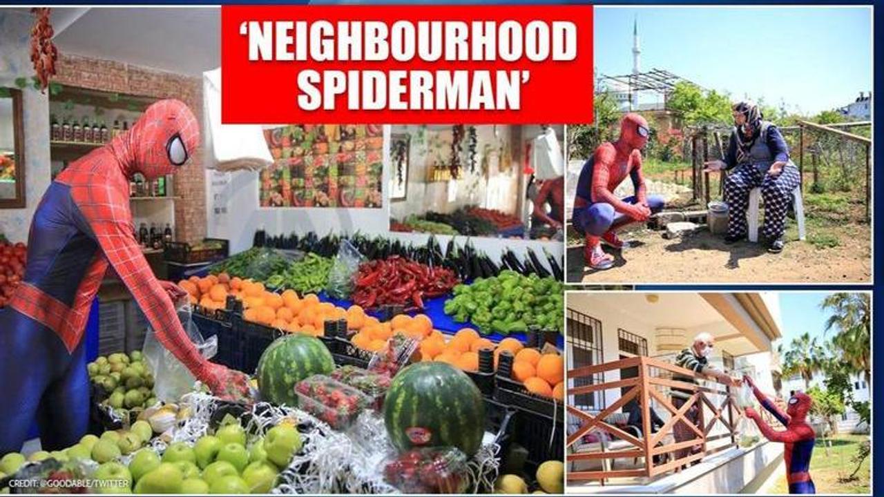 Good News: Man dressed as superhero delivers groceries to elderly amid lockdown in Turkey