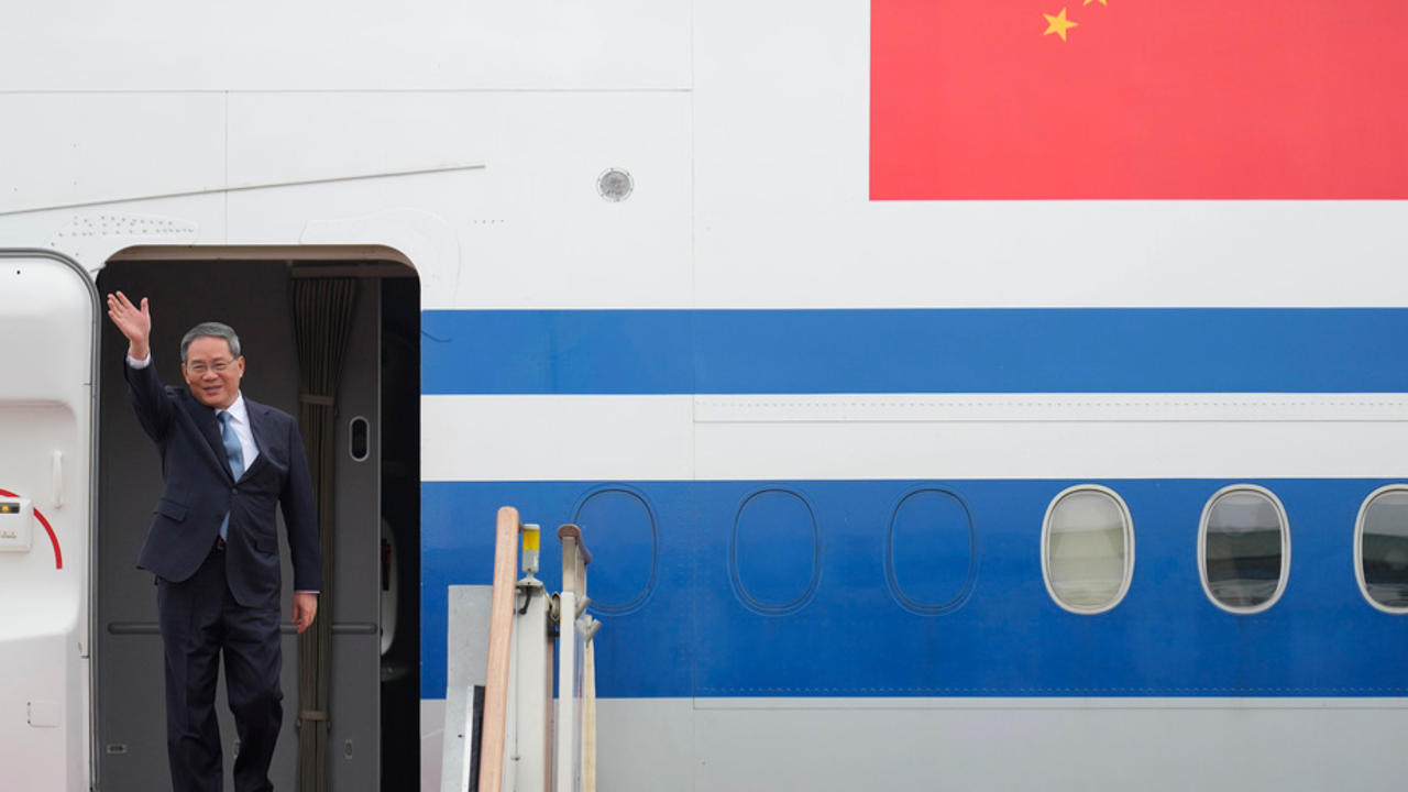 Chinese Premier Li Qiang arriving in Seoul for the trilateral talks with Japan and South Korea on Sunday, May 26.