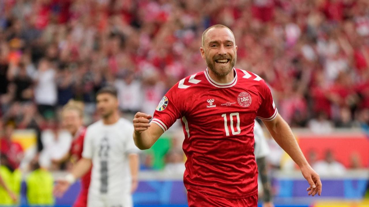 Christian Eriksen scores for Denmark vs Slovenia in Euro 2024