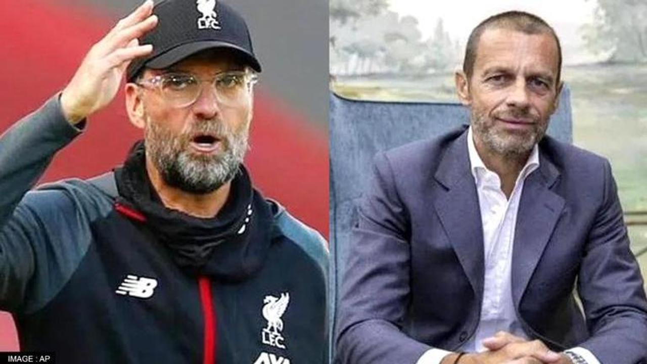 Liverpool coach Jurgen Klopp and UEFA president