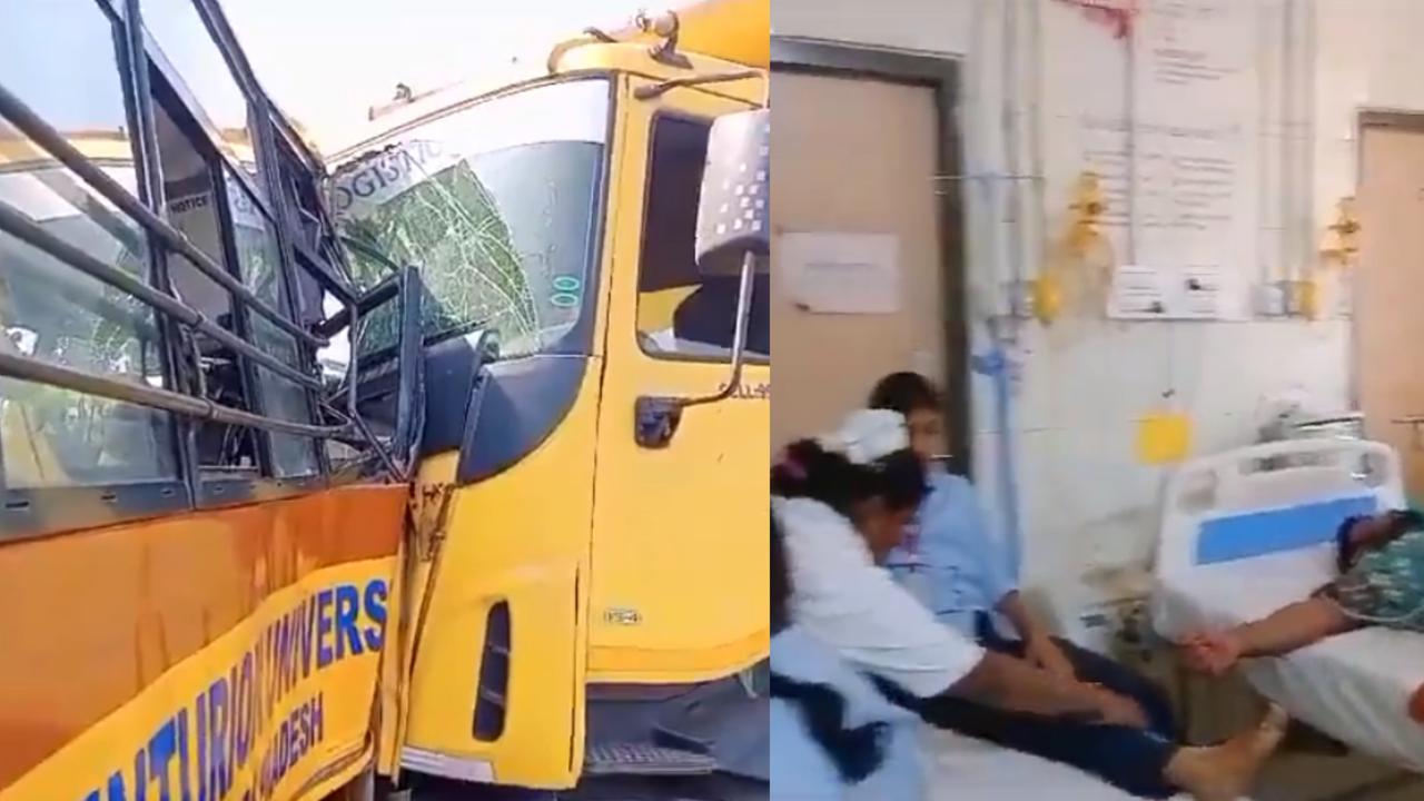 tipper lorry rams into a College bus of Centurion University