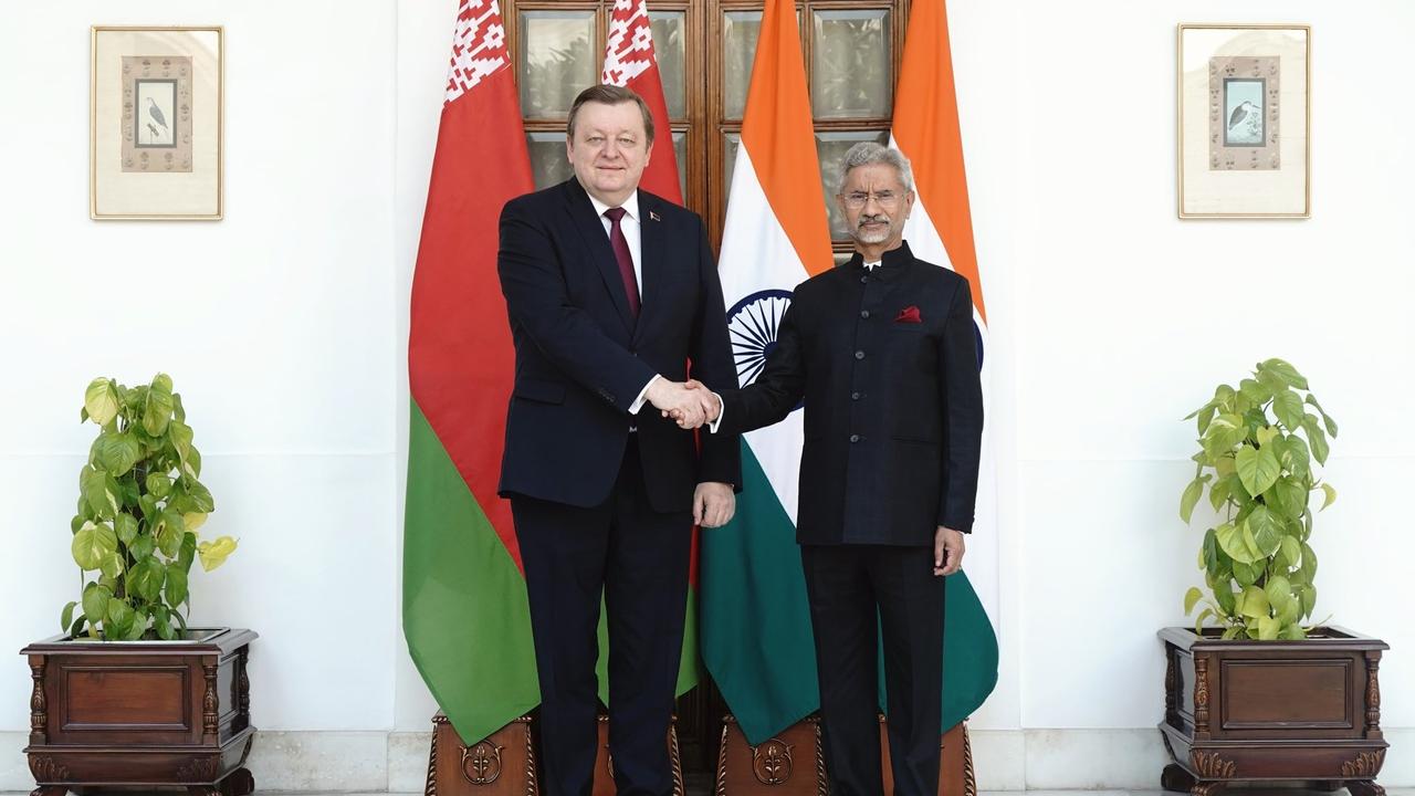 External Affairs Minister S Jaishankar with his Belarusian counterpart Sergei Aleinik.