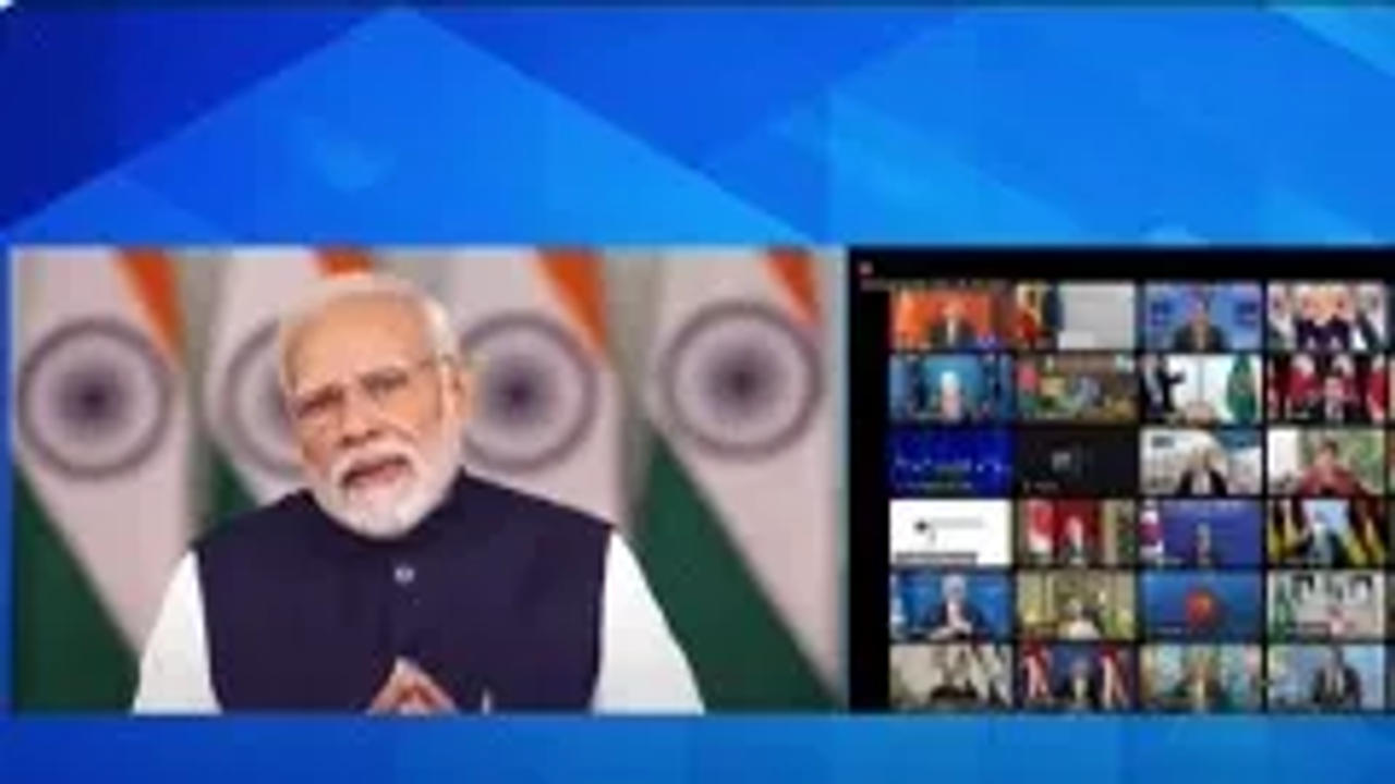 Prime Minister Narendra Modi gives an opening remarks at the virtual edition of G20 Summit