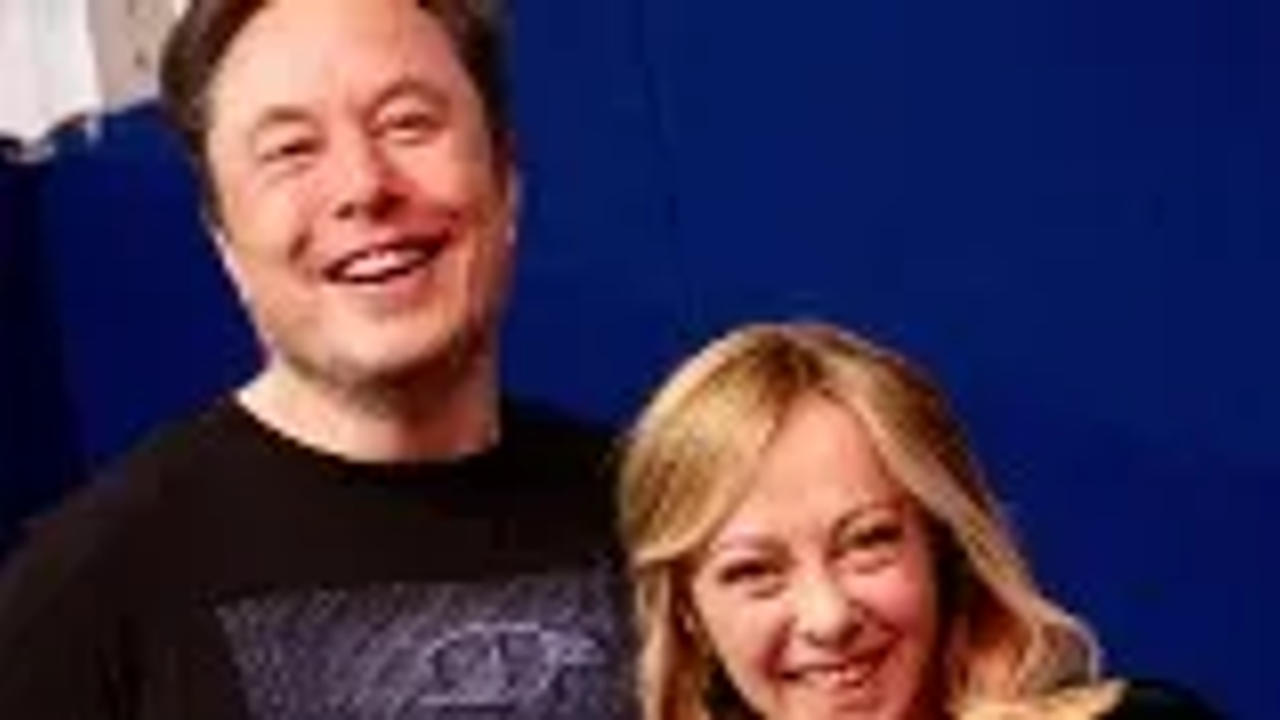 Tesla CEO Elon Musk and Italian Prime Minister Giorgia Meloni