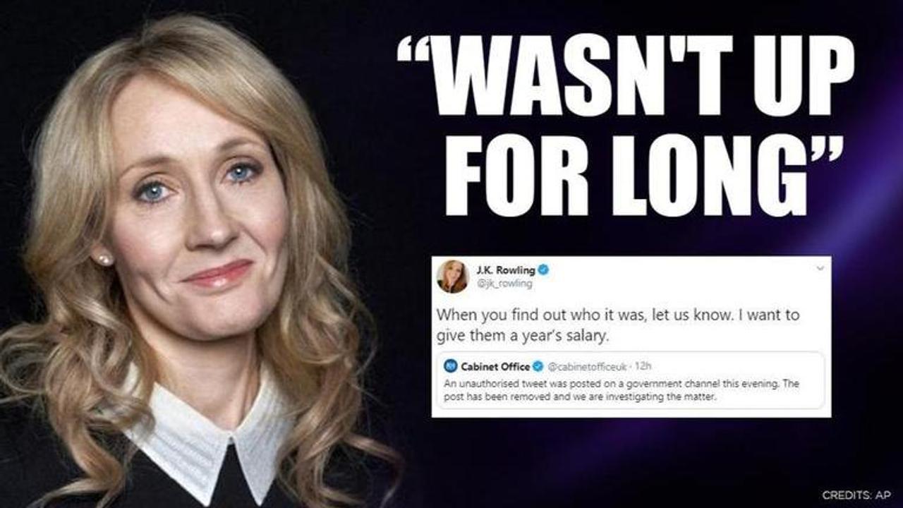 'Unauthorised' tweet takes swipe at UK govt, JK Rowling wants to give person year's salary