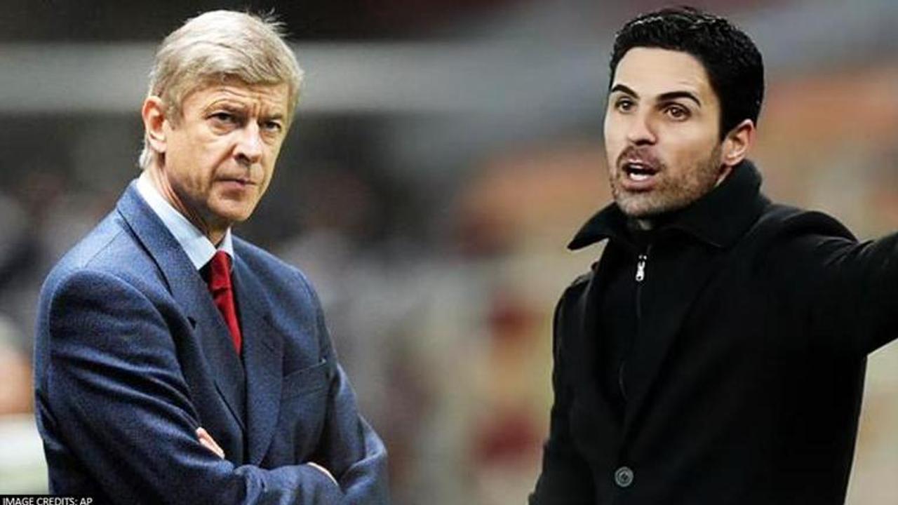 Arsene Wenger and Mikel Arteta