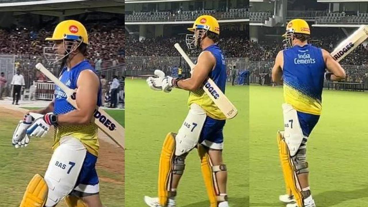 MS Dhoni walks out to bat in Chepauk