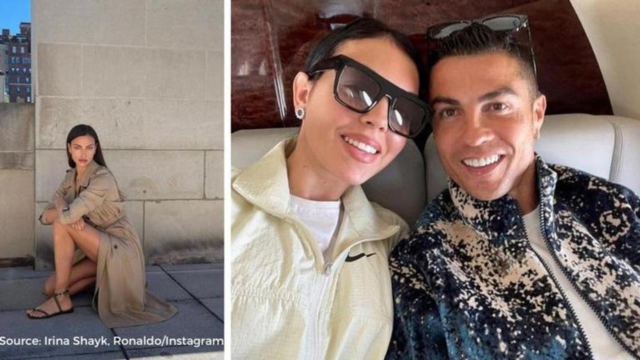 Irina Shayk (on the left) and Ronaldo and Georgina Rodriguez (on the right)