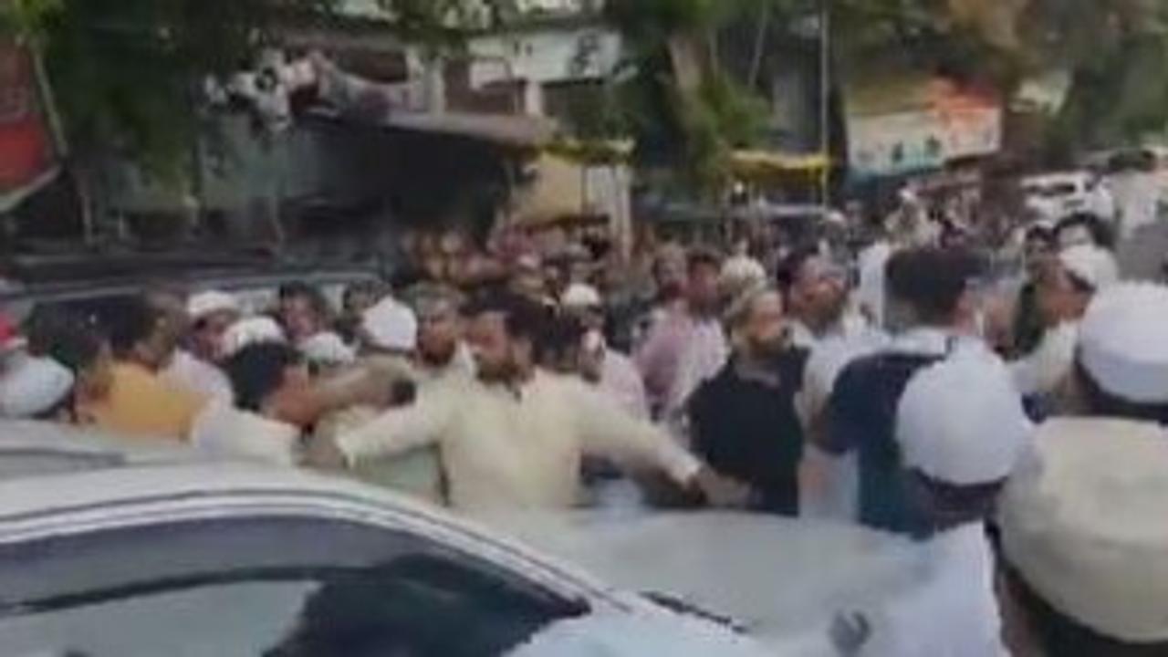 The video of the mob surrounding MP Danish Ali's car is going viral on social media