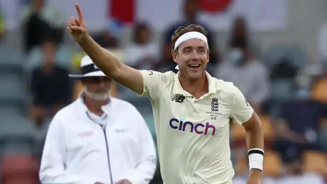 Stuart Broad celebrating a wicket