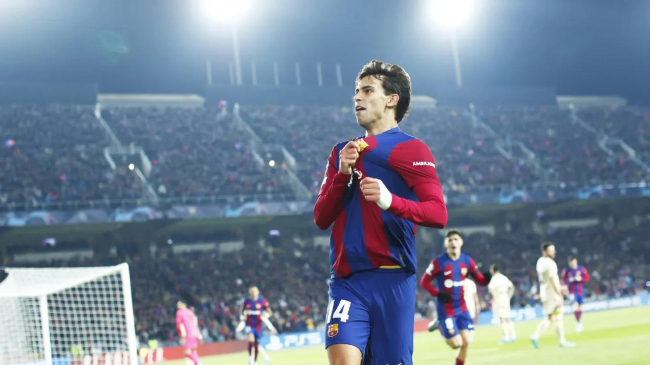 Joao Felix celebrates after scoring a goal.