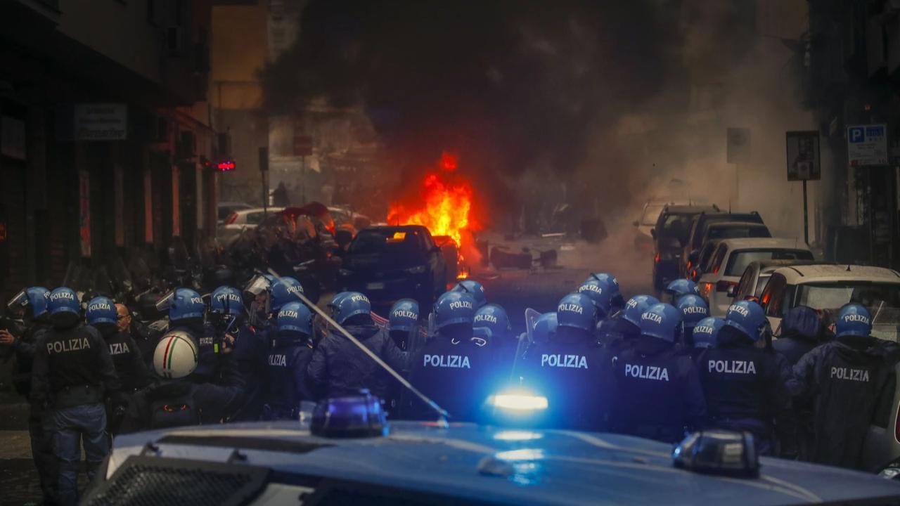 German police against Hooligans in Eintrach Frankfurt as security is increased for Euro 2024