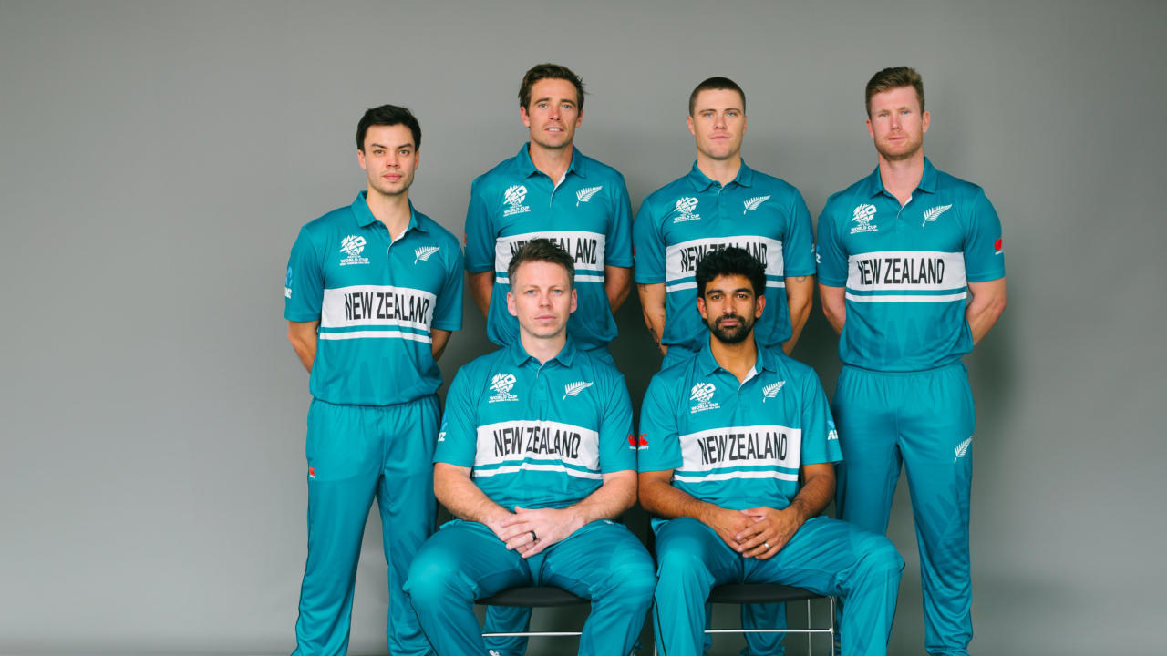 New Zealand Cricket in their team kit for the T20 World Cup 2024