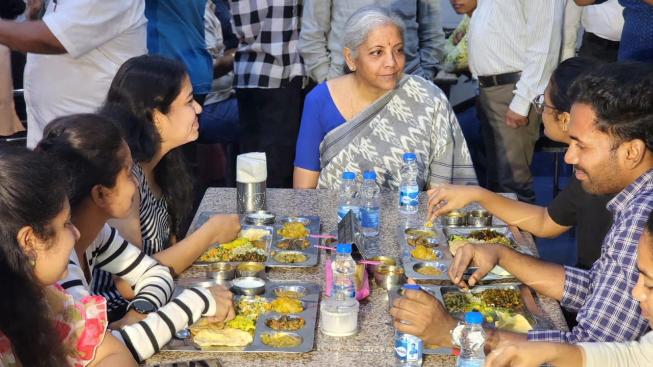 Union Finance Minister Nirmala Sitharaman interacting with students at Andhra Pradesh Bhawan and Telangana Bhawan 