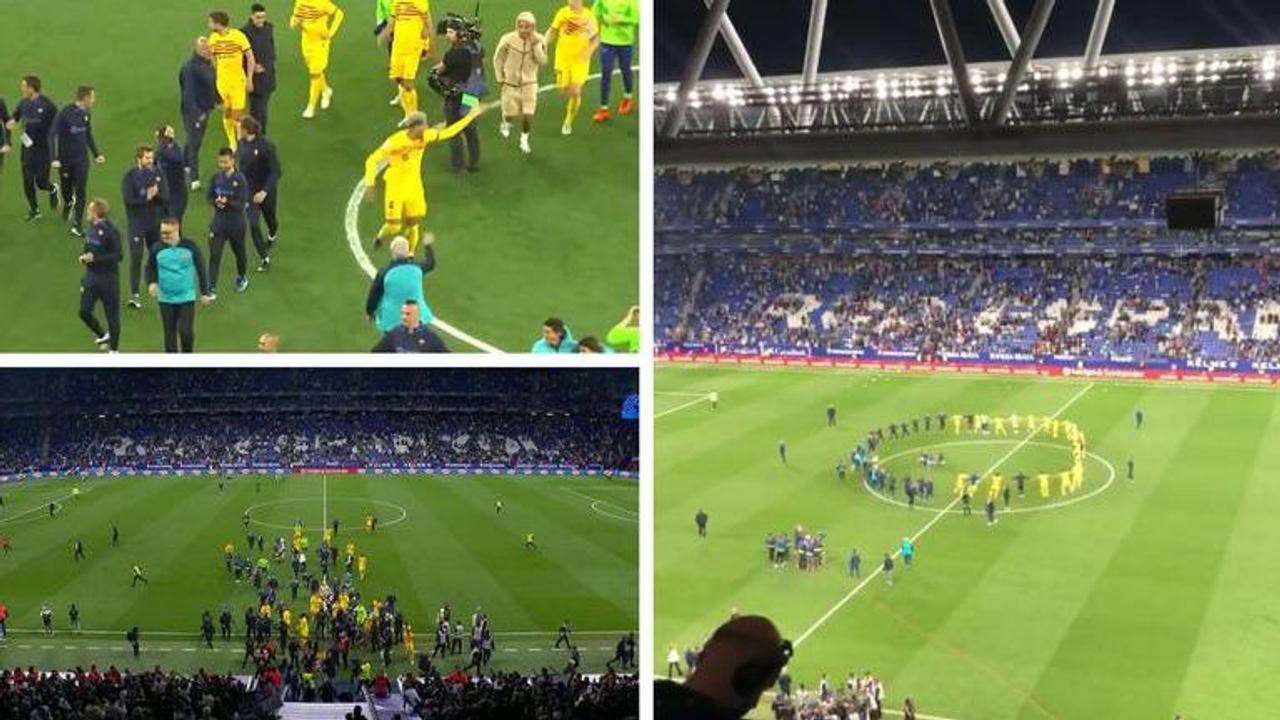 WATCH: Miffed Espanyol fans chase down celebrating Barcelona players off the ground