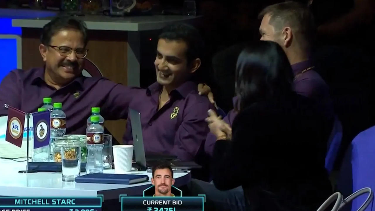 KKR mentor Gautam Gambhir at the IPL 2024 Auction table