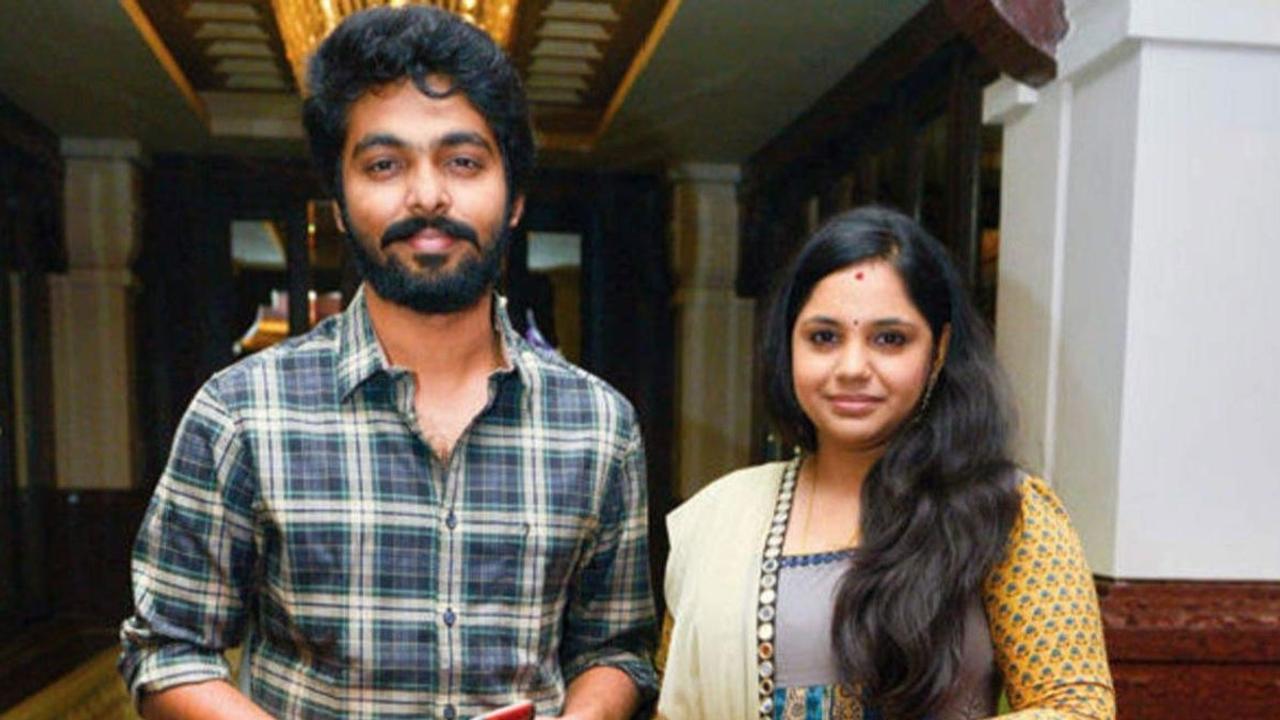 GV Prakash with his wife Saindhavi 