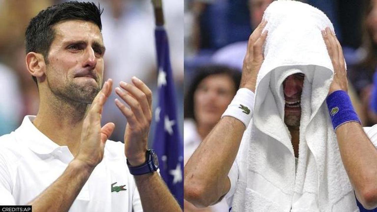 Novak Djokovic breaks down in US Open 2021 final