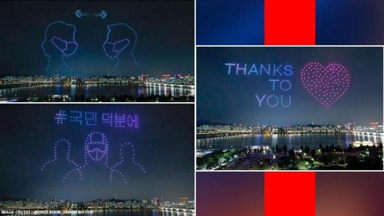 Seoul: Hundreds of drones light up skies with inspiring messages amid COVID-19