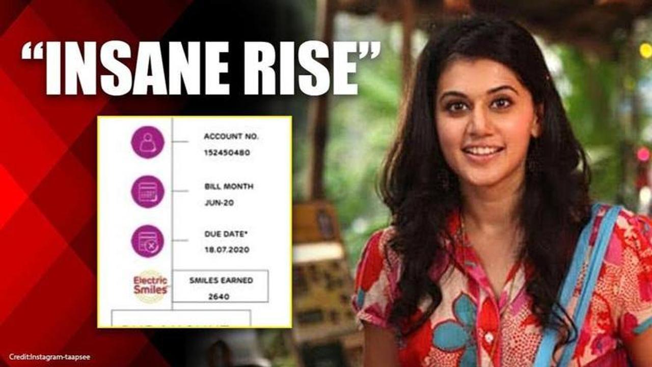 Taapsee Pannu shocked with a 835% rise in electricity bill, takes sarcastic dig at company