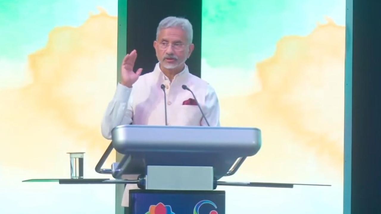 External Affairs Minister S Jaishankar addressing the Indian community in Singapore. 