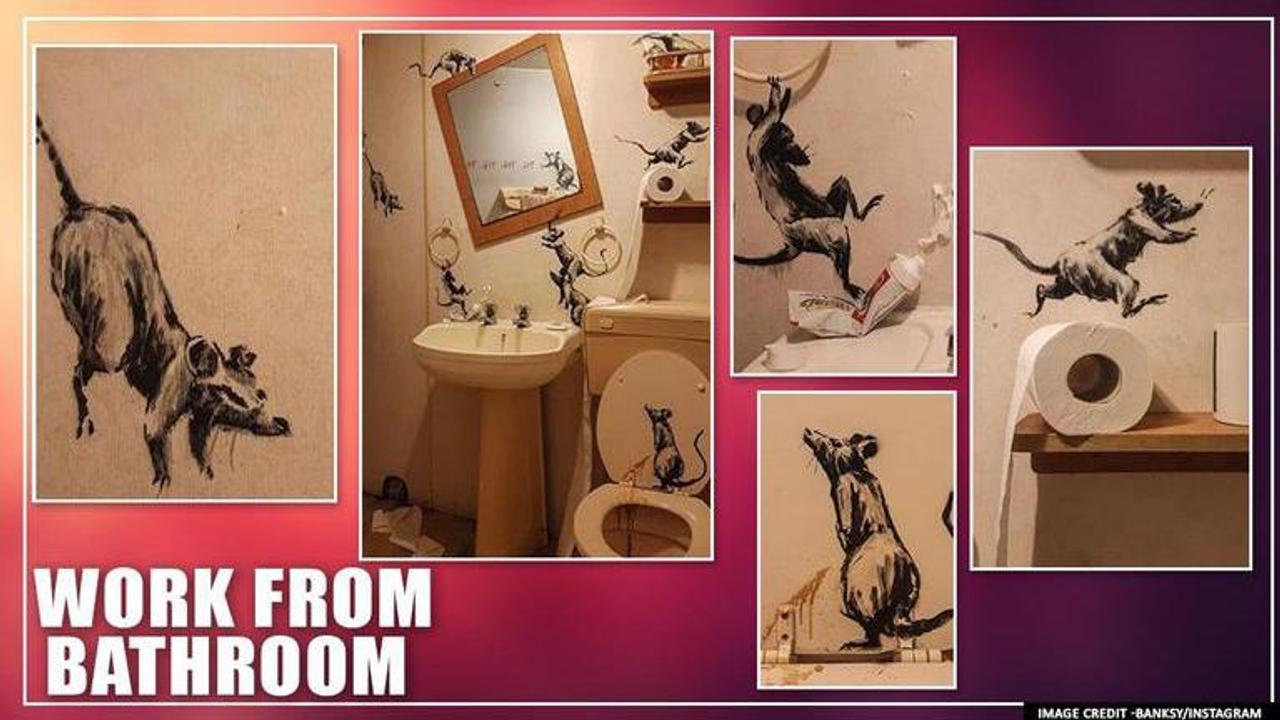 Banksy unveils his latest 'rat-infested' art as he work from bathroom amid lockdown