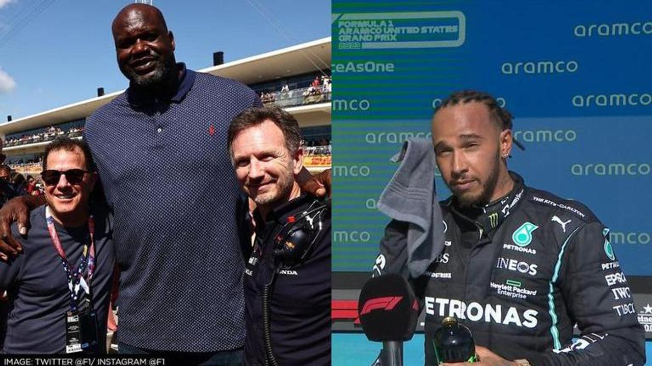 Shaq dwarfs Lewis Hamilton at US Grand Prix