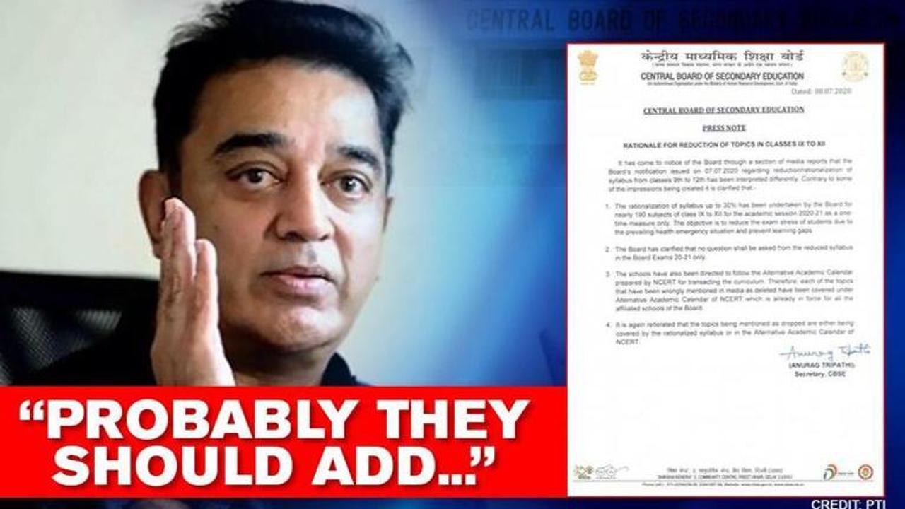 Kamal Haasan takes jibe at CBSE's removal of chapters, suggests 'stress-buster' options