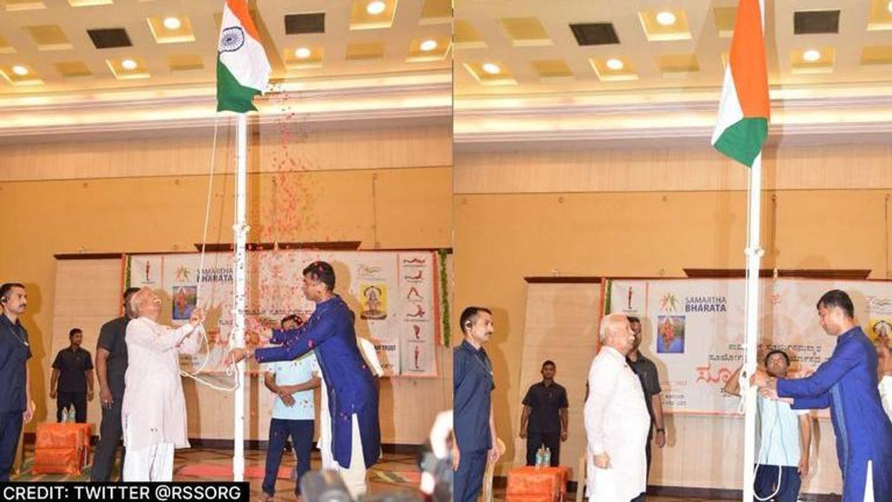 RSS Chief Mohan Bhagwat hoists Tricolour