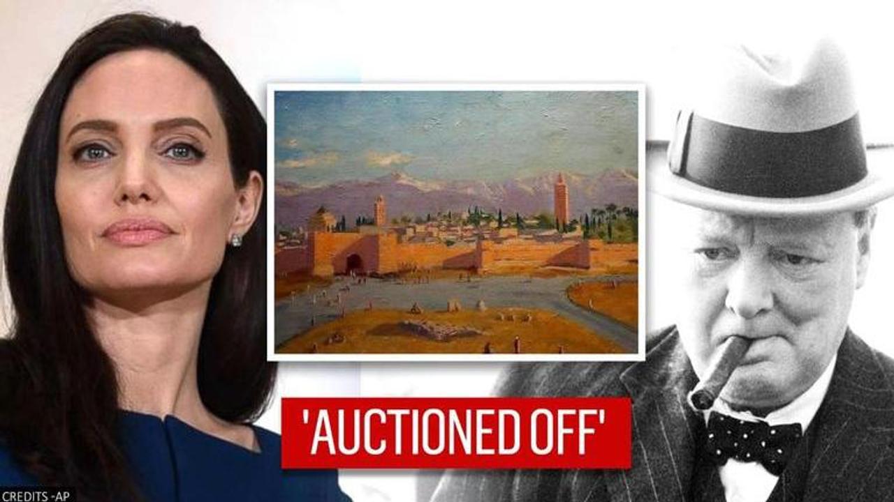 Angelina Jolie's sells off a rare Winston Churchill painting set a new auction record