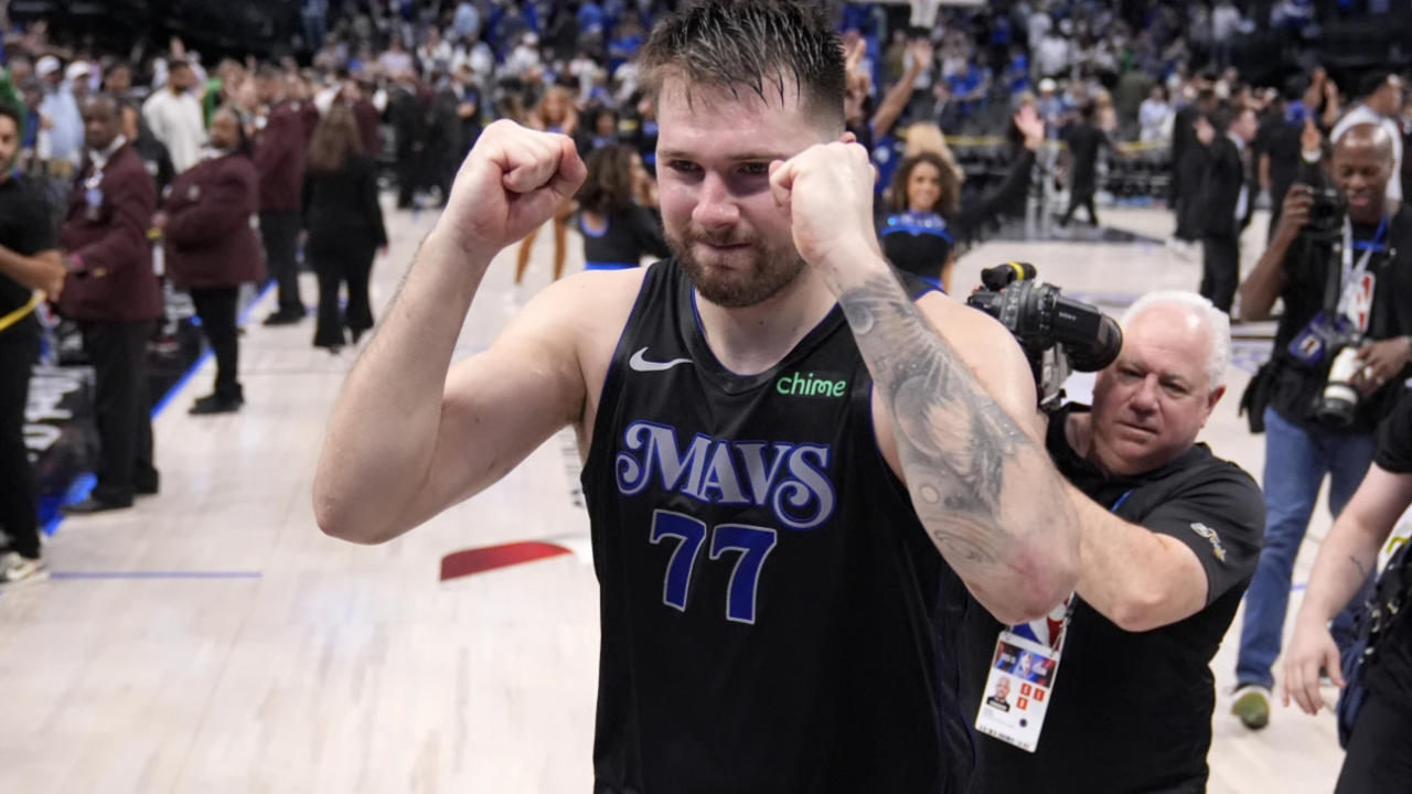 Luka Doncic celebrates as Dallas Mavericks advance to Western Conference Finals 