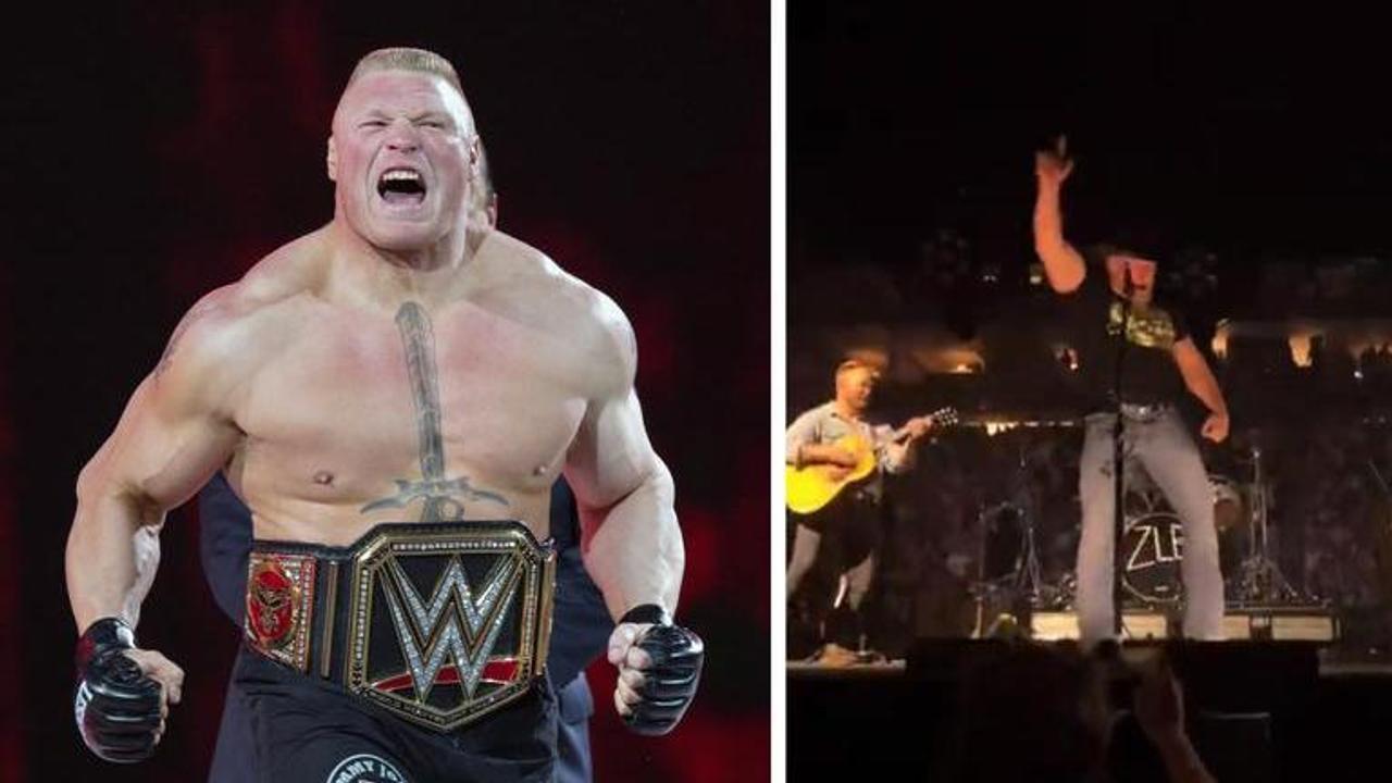 Video wwe summer slam 'Beast Incarnate' Brock Lesnar singing on stage at concert goes viral-WATCH