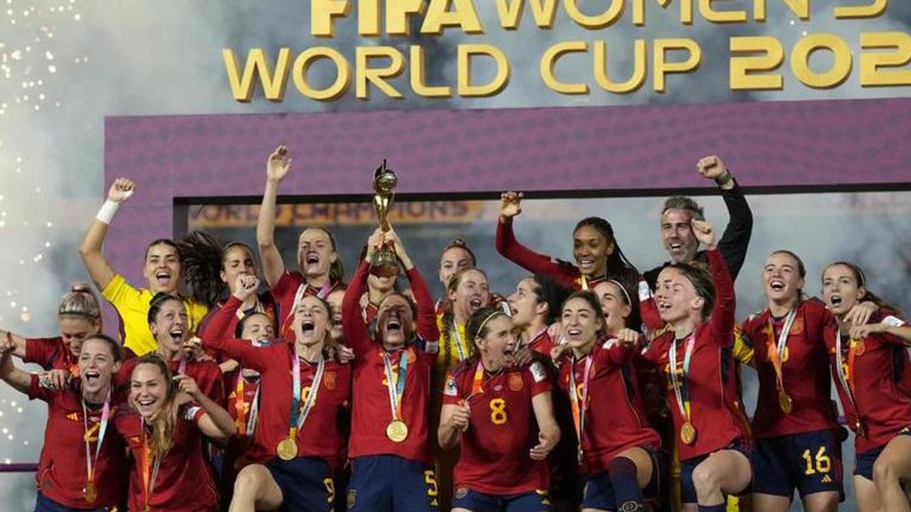 Spain team celebrates after winnoing FIFA women's World Cup (Image: AP)