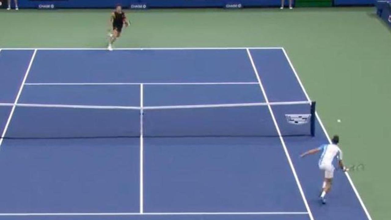 Novak Djokovic covers the court to score an epic point in the US Open semi-final - WATCH