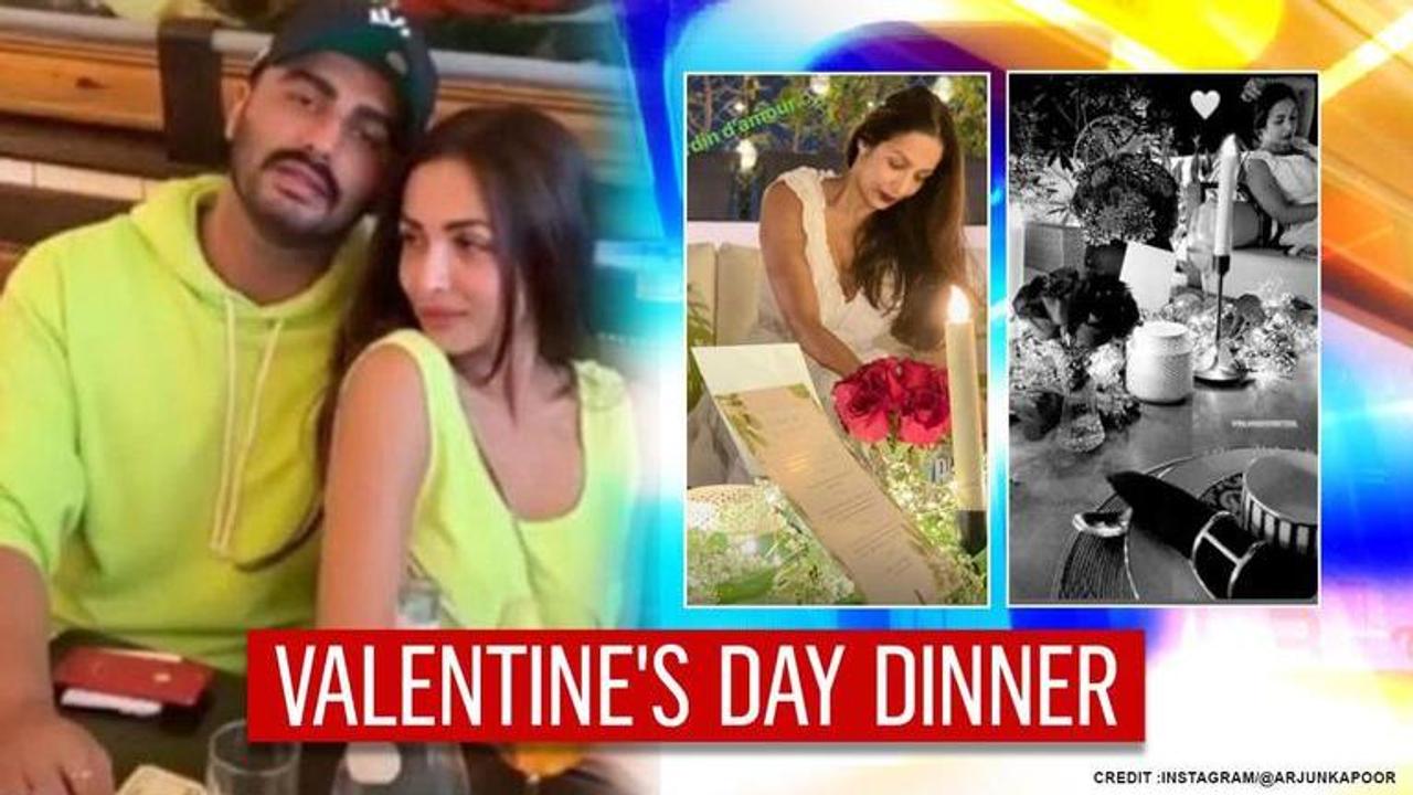 Arjun Kapoor-Malaika Arora enjoy cozy candle-light dinner on Valentine's Day; see pics