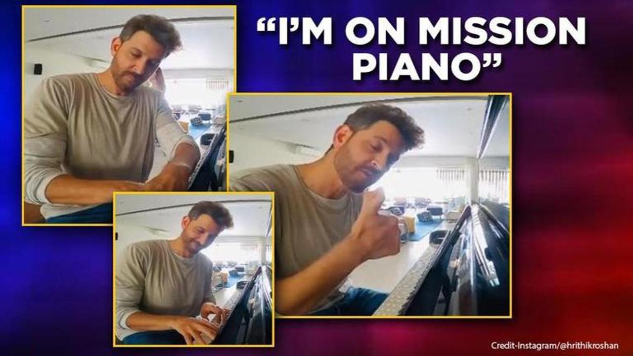 Hrithik Roshan tries hand at piano despite '2 thumbs', gets photobombed by Sussanne, watch