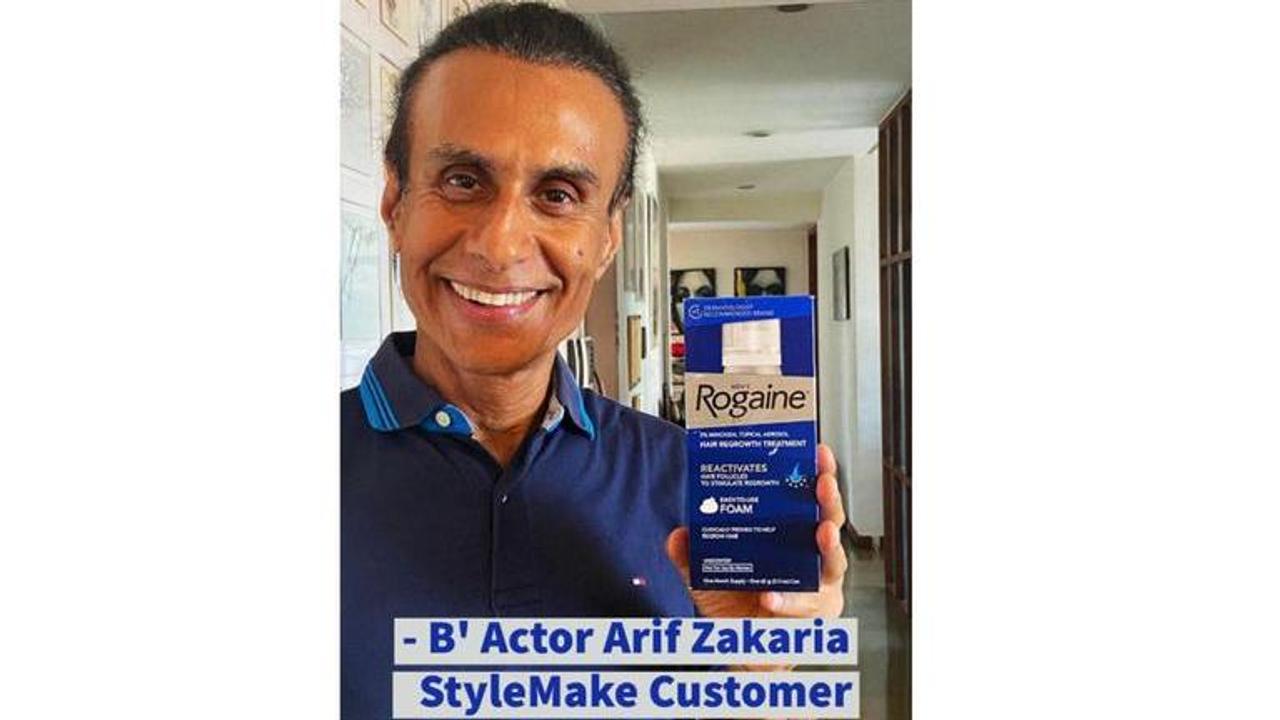 Bollywood actor purchasing imported Minoxidil brand of Rogaine from StyleMake