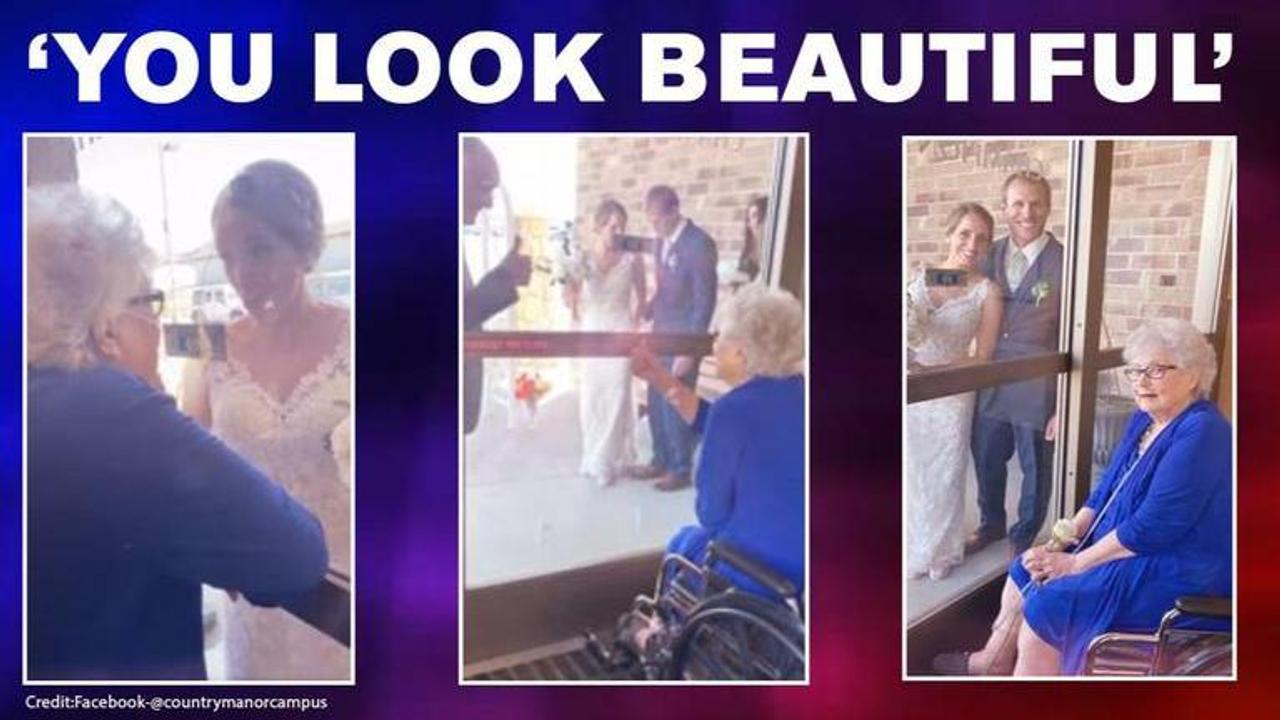 Video: US bride visits grandma just before wedding at health facility amid lockdown