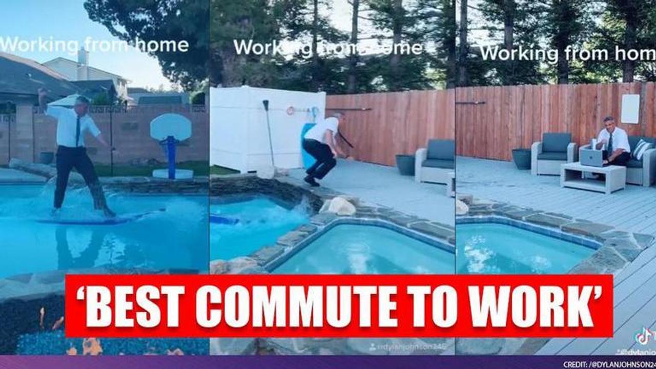 US: Man surfs his way to Laptop amid 'Work from home': Watch