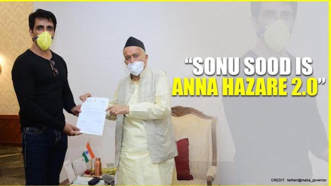 Sonu Sood's meet with Maha governor sparks comparison with Anna Hazare, netizens divided