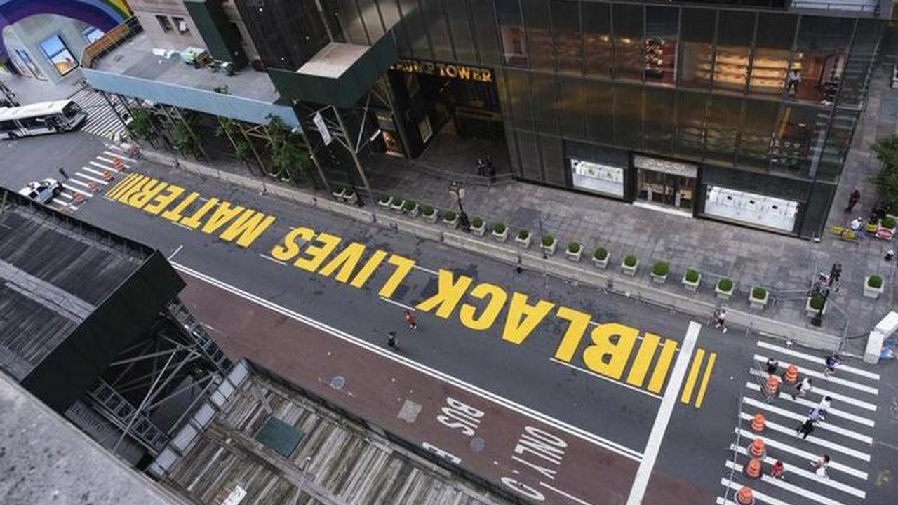 'Black Lives Matter' mural outside Trump Tower defaced again