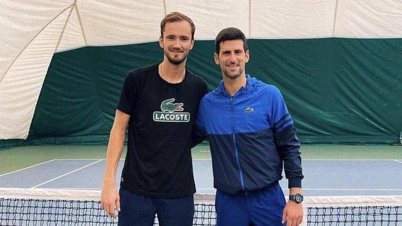 Daniil Medvedev and Novak Djokovic