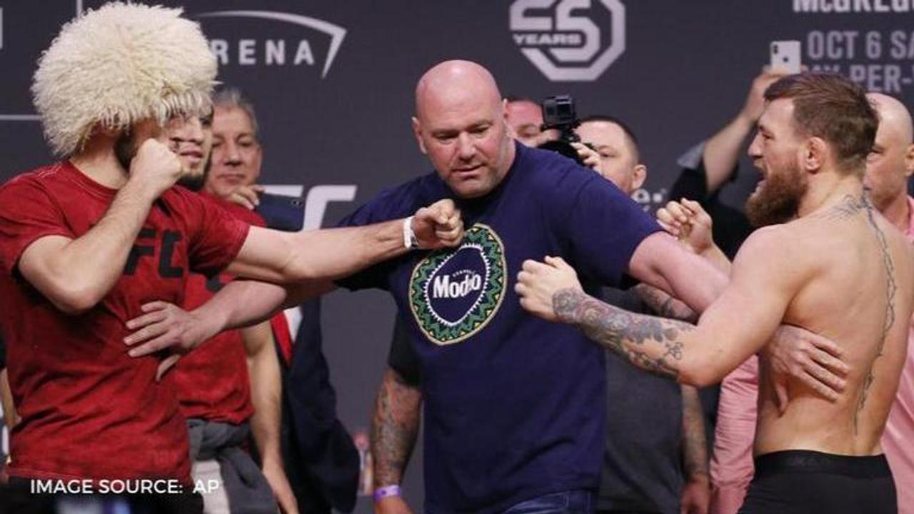 Khabib Nurmagomedov, Dana White and Conor McGregor