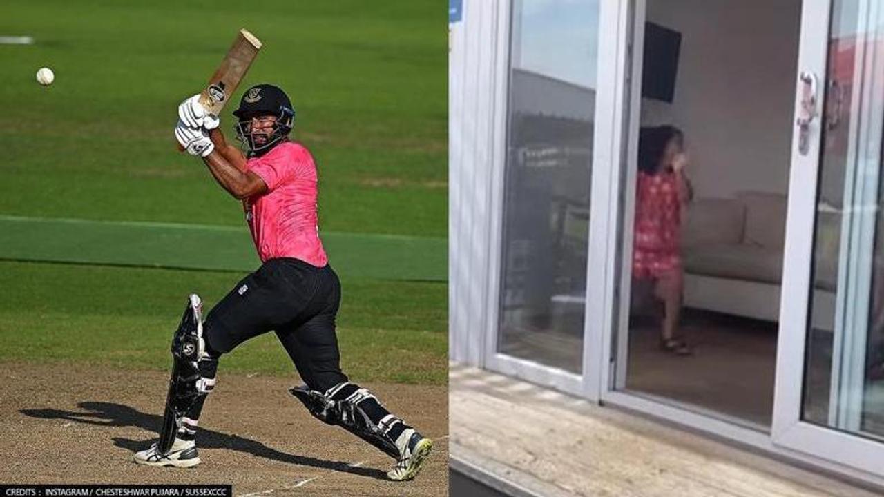 Cheteshwar Pujara daughter cheers for him