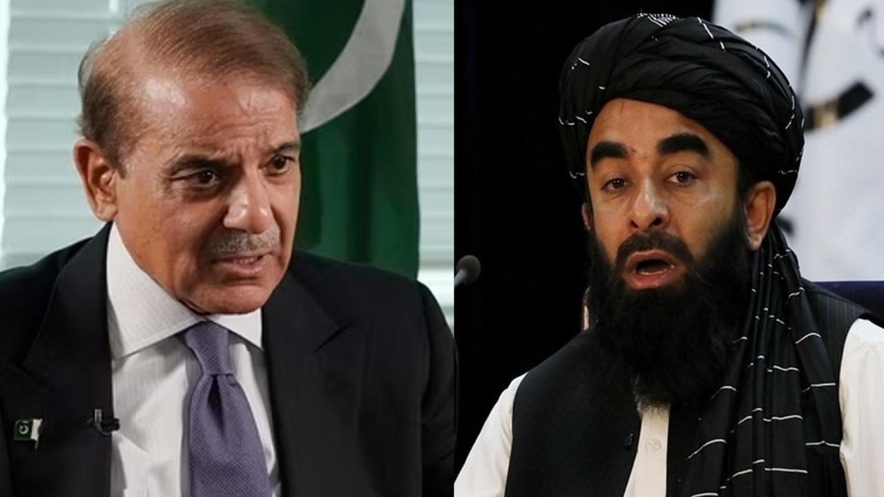 Pakistan Prime Minister Shehbaz Sharif and Taliban Spokesperson Zabihullah Mujahid