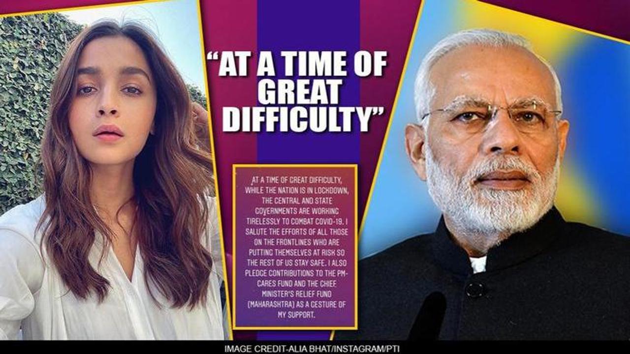 COVID-19: Alia Bhatt pledges contribution to PM-CARES, Maharashtra fund, hails frontliners