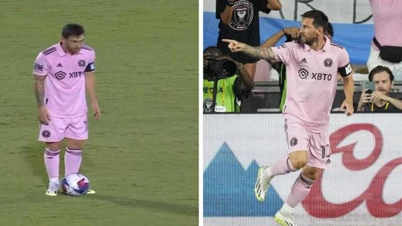 Lionel Messi was moving the ball before making a free kick for Inter Miami against FC Dallas