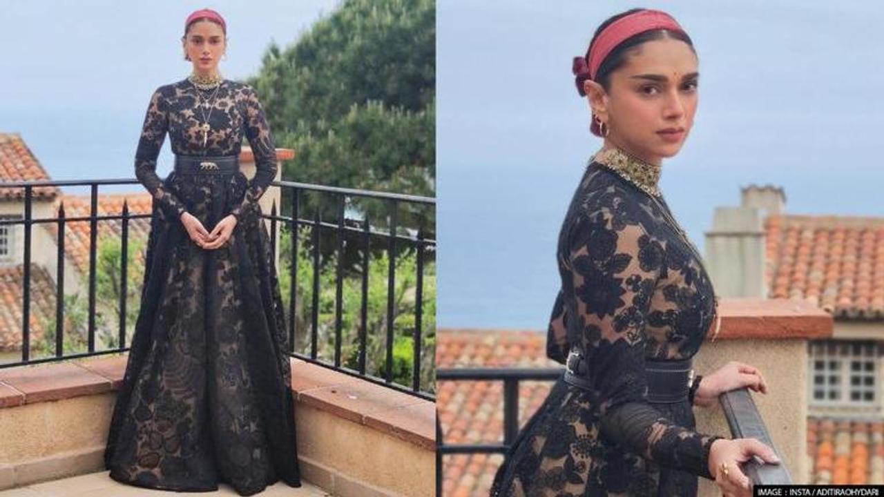 Cannes 2022, Aditi Rao Hydari, Aditi Rao Hydari in black, Aditi Rao Hydari in Sabyasachi gown